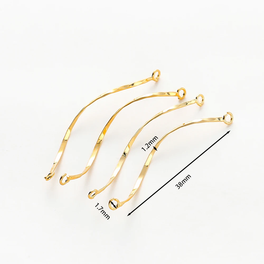 10Pcs 14K/18K Gold Color Plated Brass Hanging Long Curved Band Charms Pendants for DIY Earring Jewelry Making Accessories