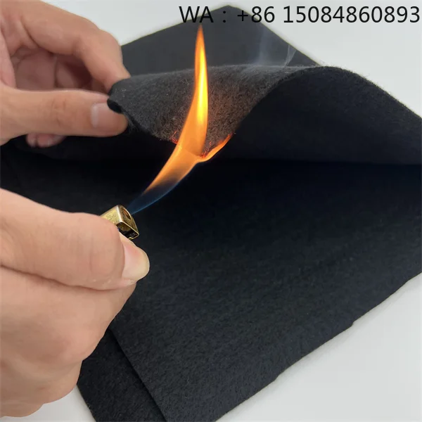 

5mm Thick Black Pre-Oxidized Fiber Nonwoven Felt, Flame Retardant Blanket for Battery Production BBQ Mat High Temp Industrial He