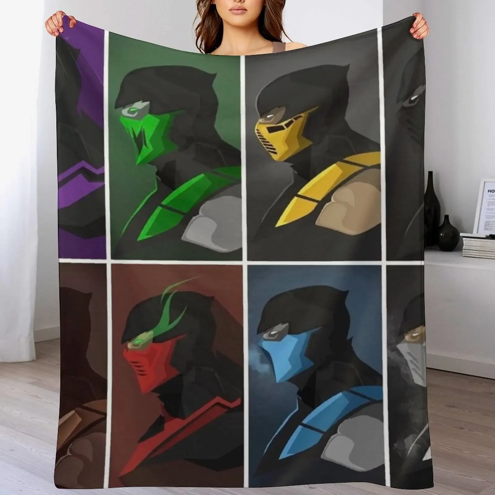 

Mortal Kombat Ninjas Throw Blanket Camping Bed linens Plaid on the sofa Baby Blankets