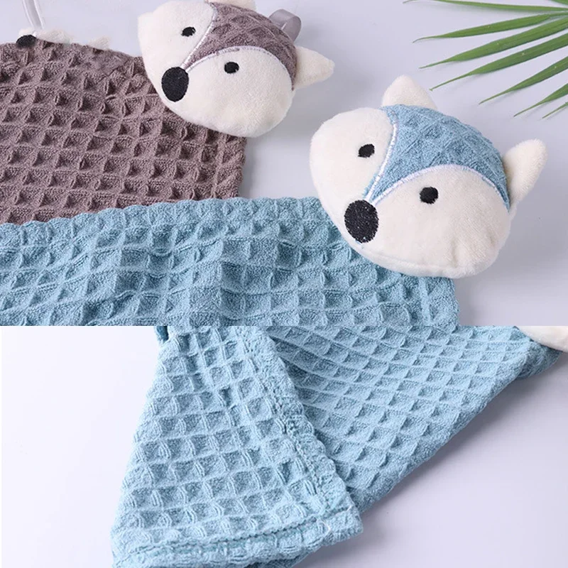 Cartoon Fox Baby Hand Towel Soft Cotton Kids Bath Wipe Hanging Towels For Baby Girl Boy Infant Children Bathroom Towel