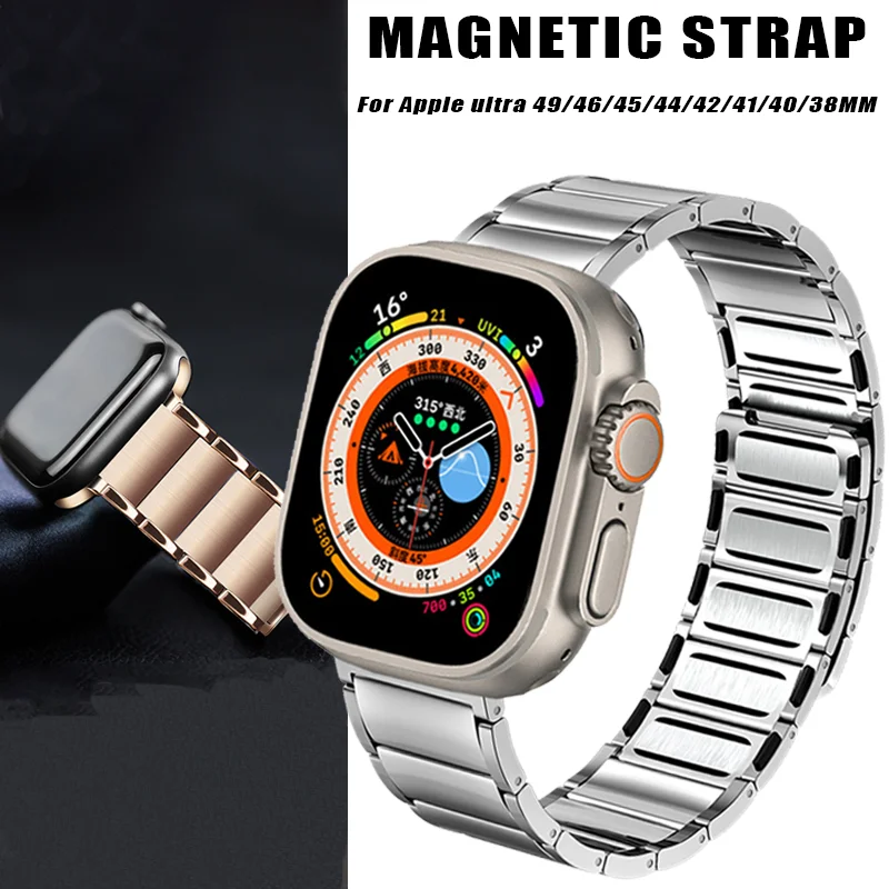 

Stainless Steel Strap for Apple Watch Ultra 3/2/1 49MM Metal Band for IWatch Series 11 10 9 8 7 38mm 42mm 44mm Magnetic Bracelet