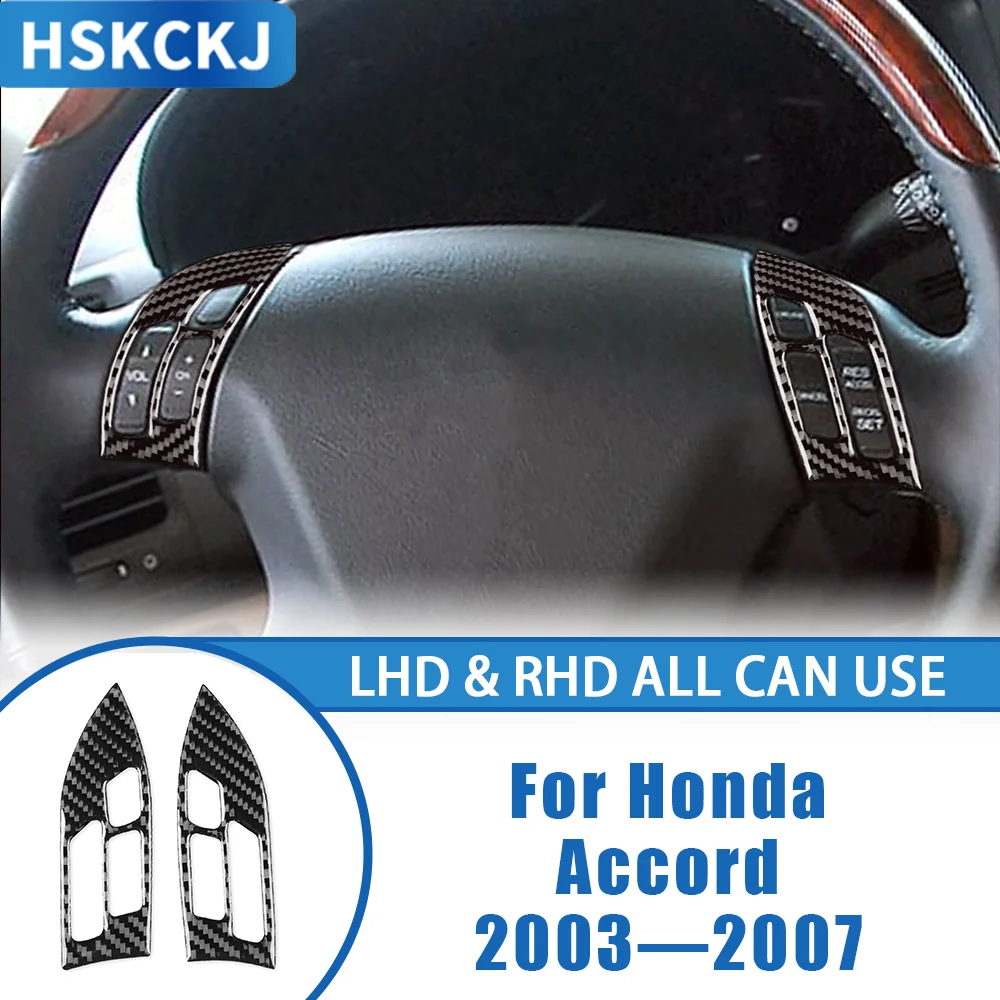 

Carbon Fiber Car Accessories Steering Wheel Button Frame Interior Cover Trim Sticker Modification For Honda Accord 2003—2007