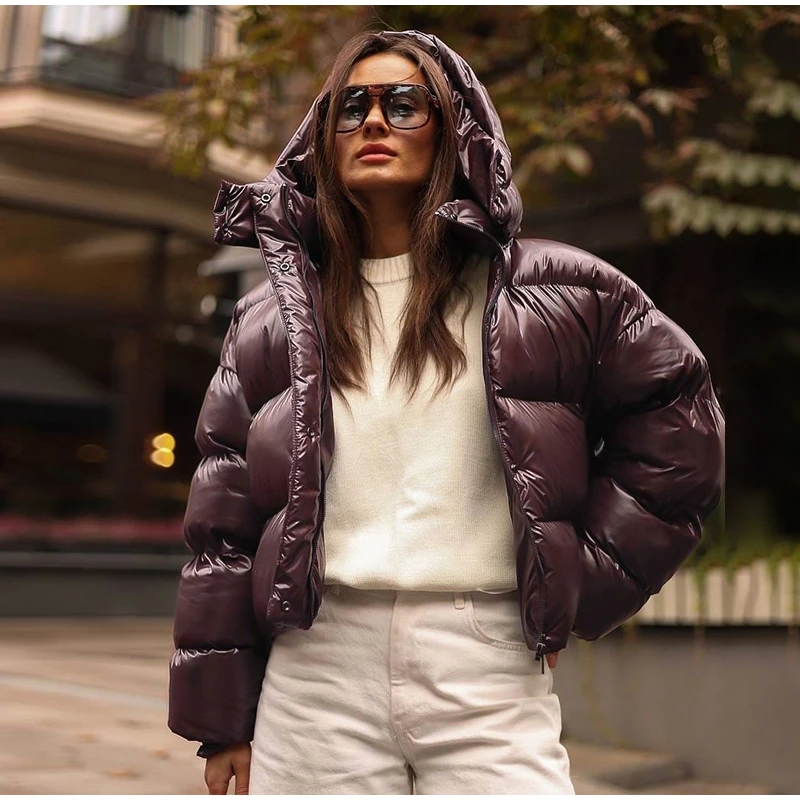  Fashion Solid Cropped Padded Coats Women Detachable Hood Zip Drawstring Hem Warm Jacket 2026 Winter New Lady Casual Outerwear