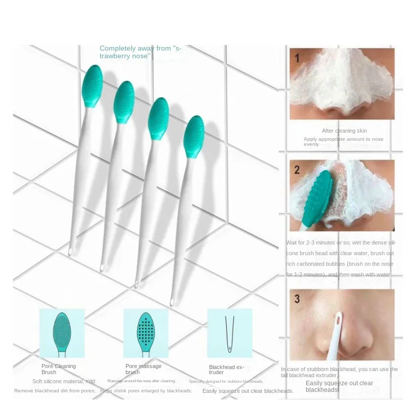 Huidverzorging Lip Exfoliërende Gezichtsreiniging Gezicht Scrub Neus Schone Borstel Mee-eter Verwijderen Siliconen Dubbelzijdig Huidverzorging Tool