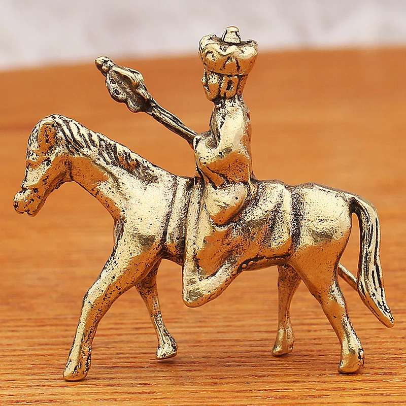 Brass Craft Tang Monk Riding a Horse Small Ornament Study Office Business Souvenir 3D Metal Figurine