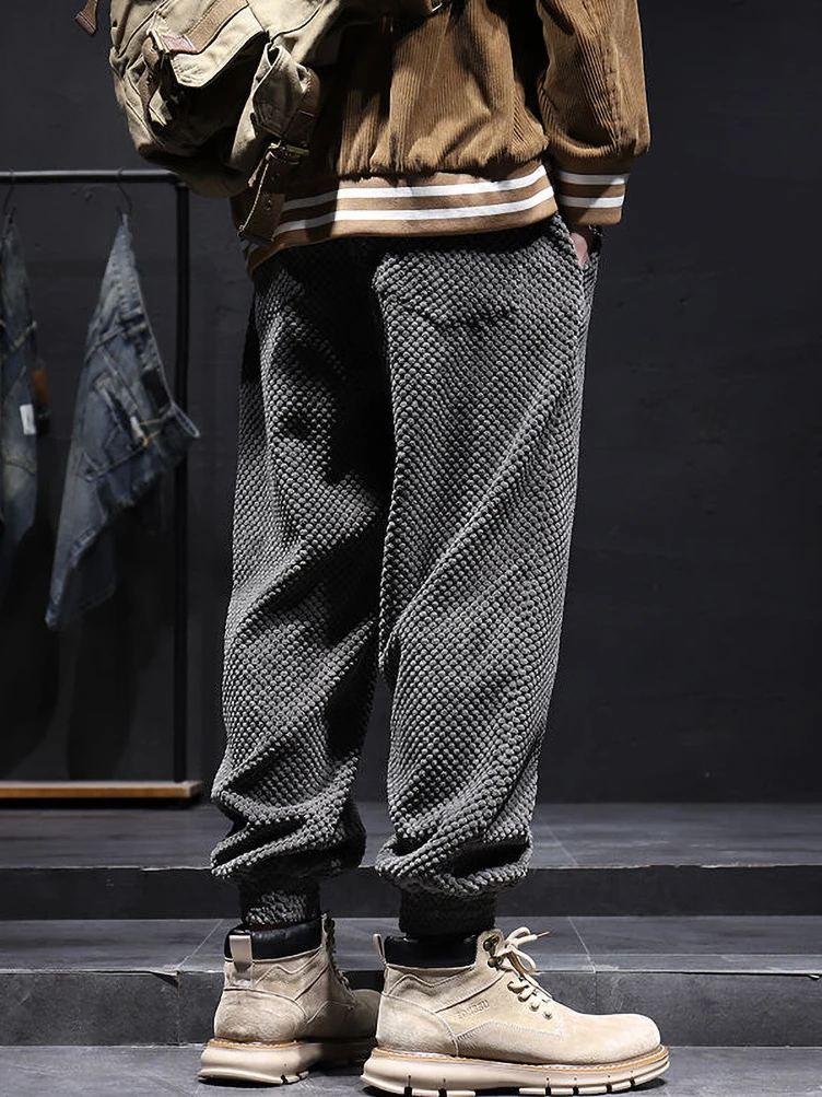 Autumn Winter Warm Casual Baggy Corduroy Pants Men\'s Streetwear Y2k Loose Jogging Sweatpants Ankle-Length Harem Trousers