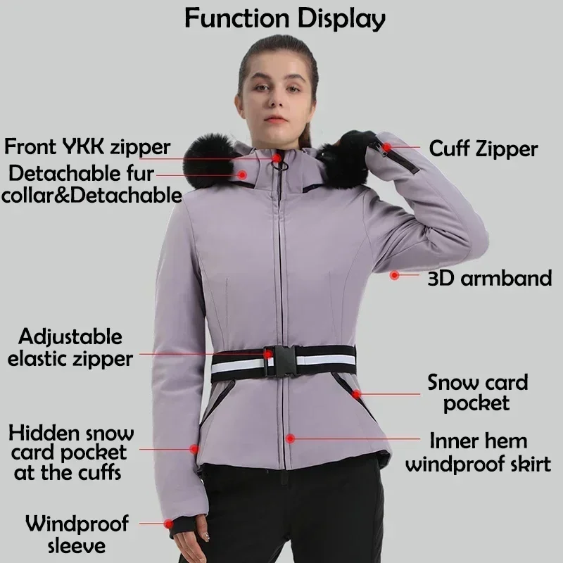 Ski Jackets 2025 Mountain Winter Hooded Woman Snowboard Clothes Outdoor Sports Skiing Overcoats Windproof Thermal Snow Tracksuit