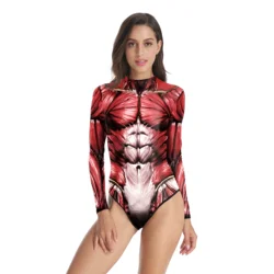 Zawaland Halloween Cosplay Costume Zentai Adult Fancy Human Muscle Bodysuit Long Sleeve Summer Swimsuit Women Men Jumpsuits