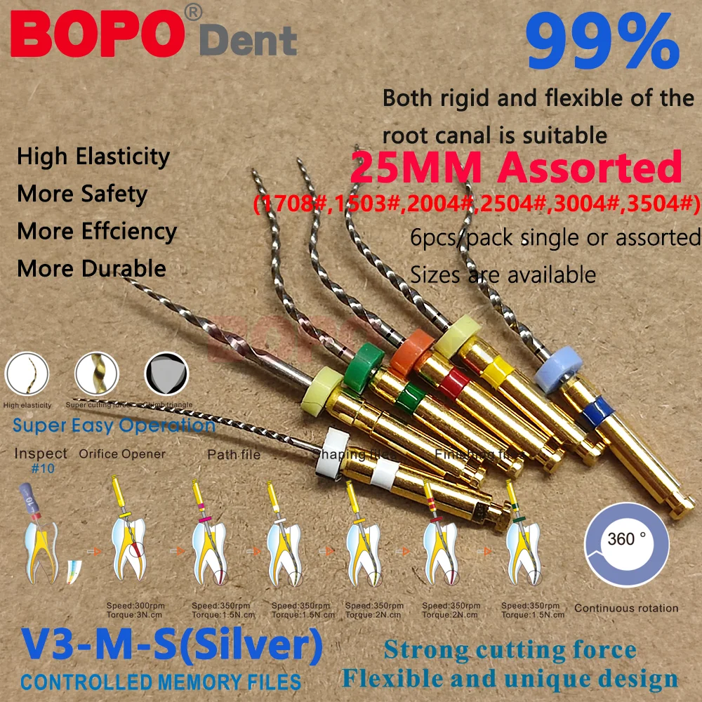 6 قطعة/صندوق الأسنان إندو SC قناة الجذر ملف دوار التنشيط الحراري ملفات NiTi محرك استخدام 31 مللي متر/25 مللي متر تفتق 04/06 إندو ملفات دوارة #5