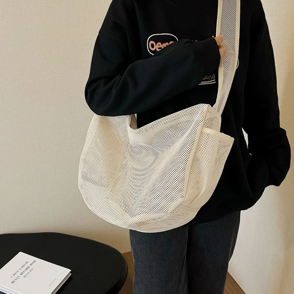 

New Mesh Hollow Totes Bag Waterproof Beach Fitness Shoulder Bag Large Capacity Swim Storage Washbag Daily