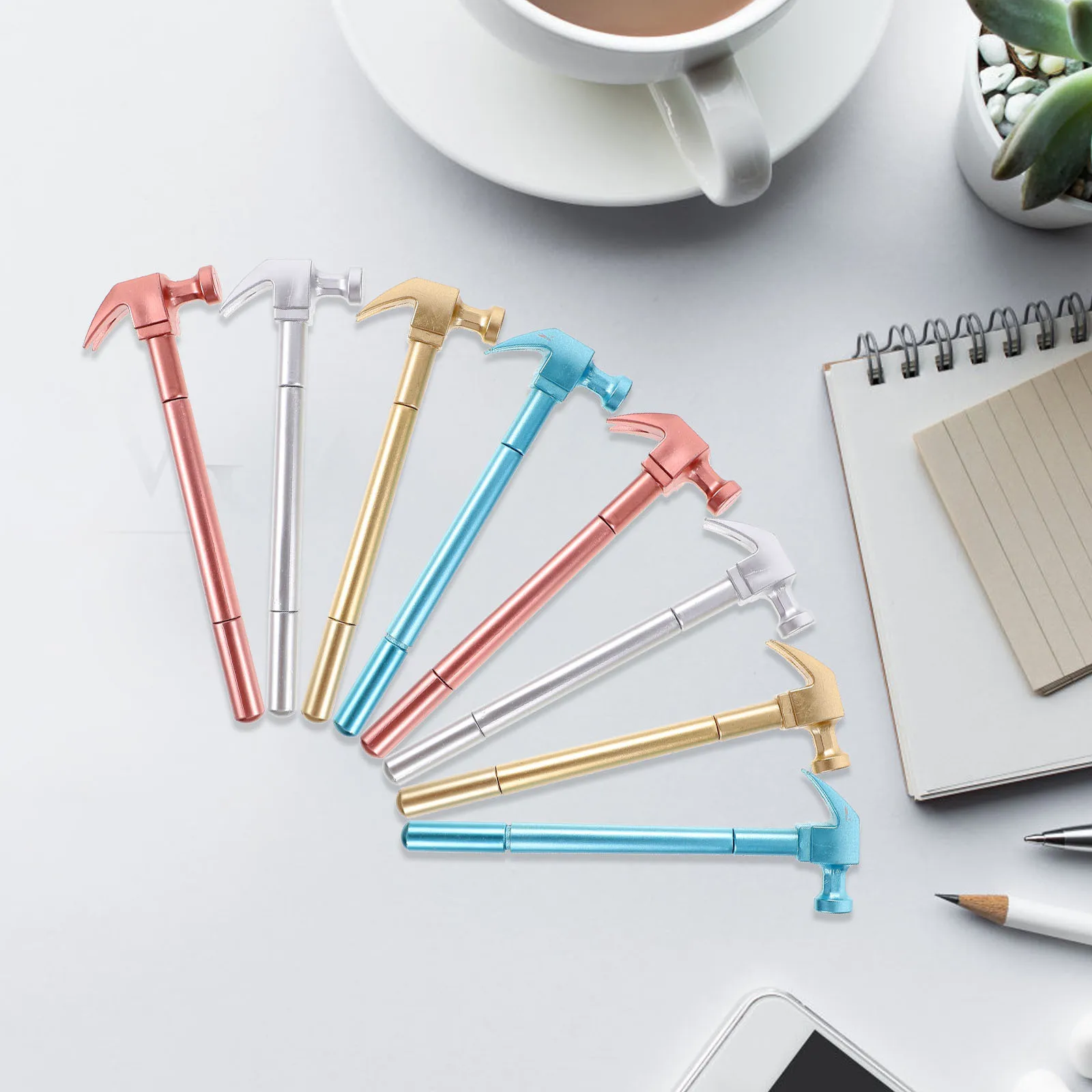 8Pcs Hammer Shape Gel Ink Pens Small Light Construction Writing Pens Comfortable Grip Gift Construction Pen Gel Ink Pen