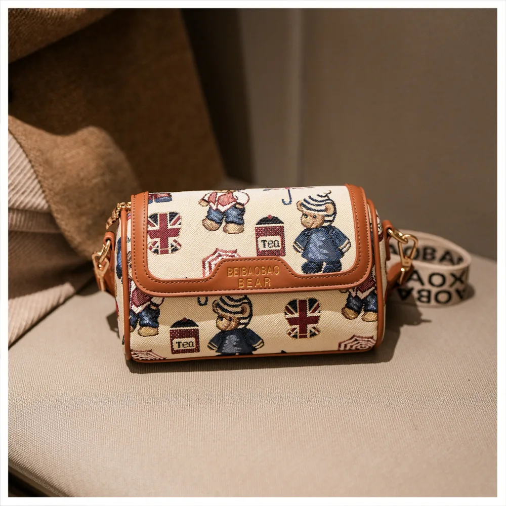 Beibaobao 2025 New Casual Trendy Design Bag Versatile Bear Style Mobile Bag Diagonal Cross Shoulder Women\'s Bag Handbag