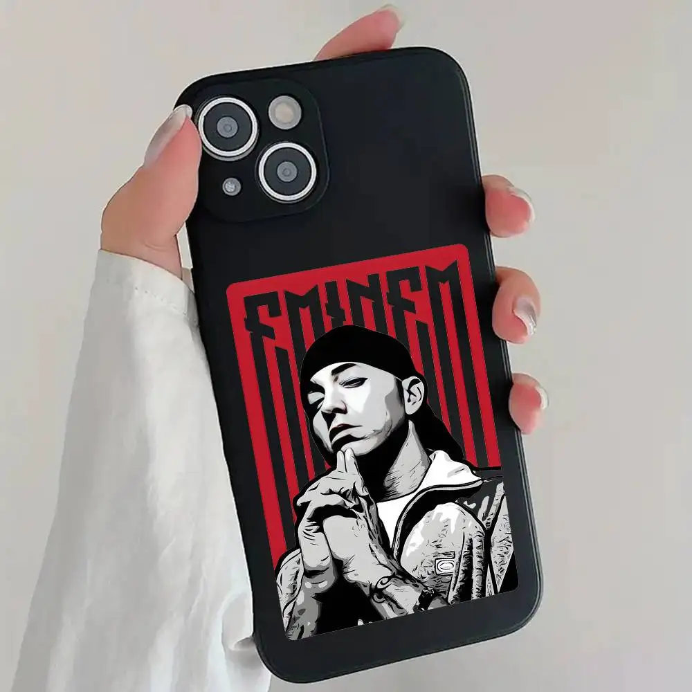 

Singer E-EminemS Rap Rock Roll Phone Case Cool Black Silicone Soft For IPhone 16 15 14 13 12 11 X XR Plus Pro Max Plus