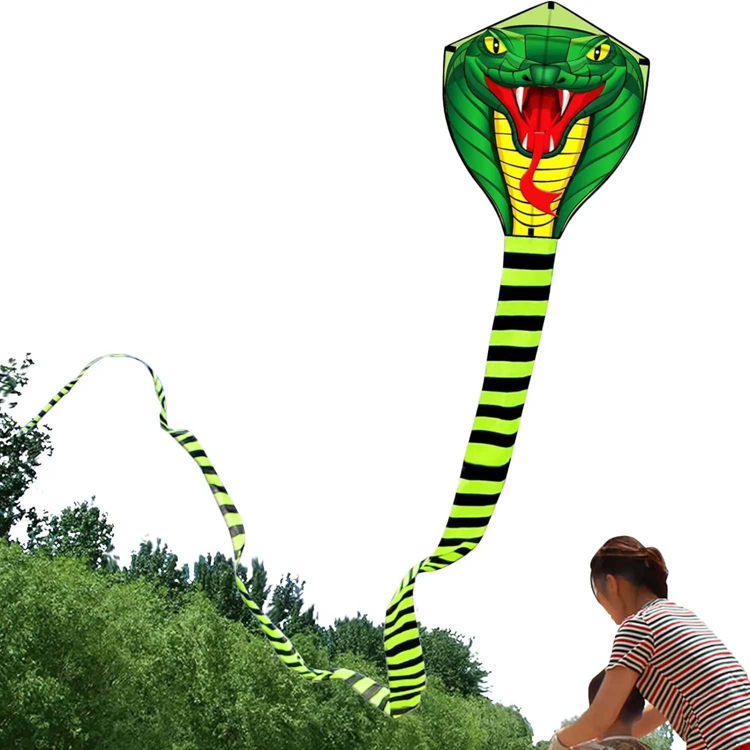 Outdoor Fun Sport Strong Snake With Long Colorful Tail Huge Beginner Snake Kites For Adults Come With String And Handle