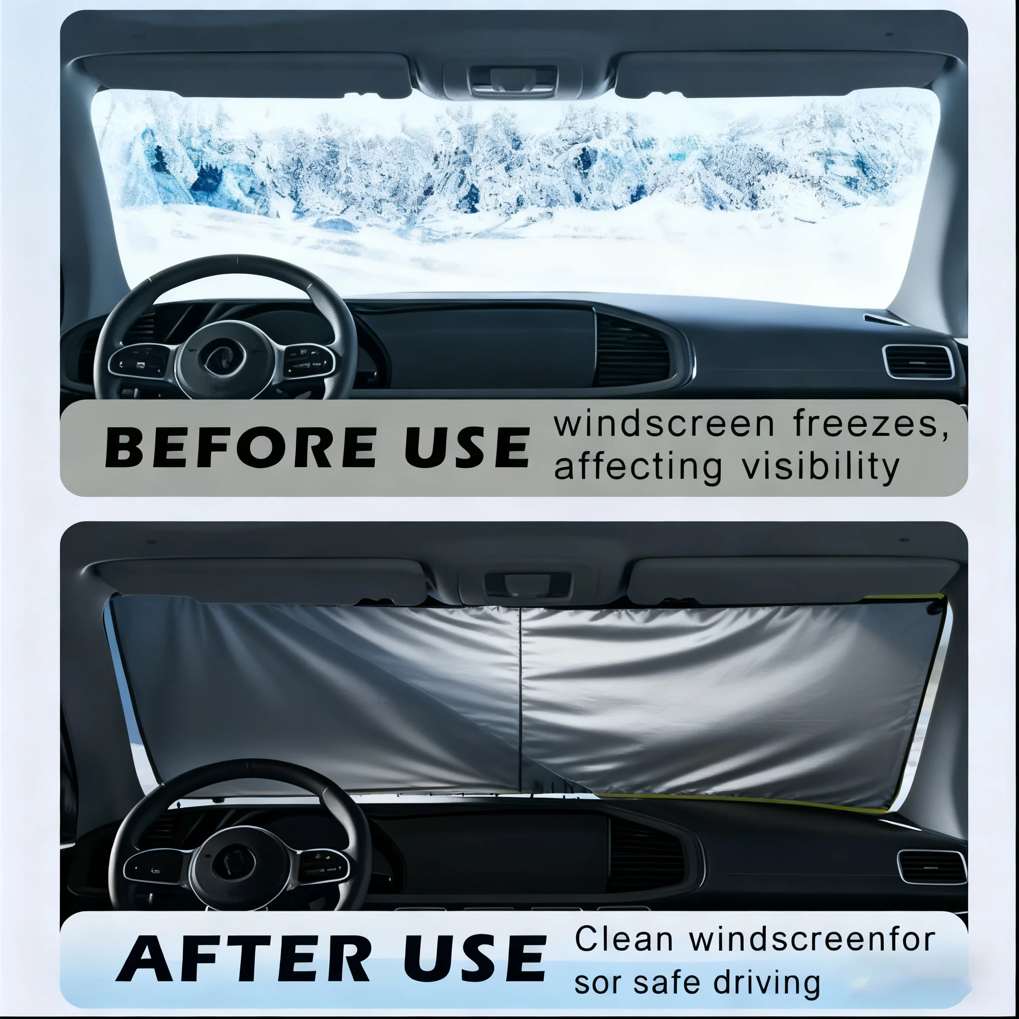 درع ثلج مغناطيسي سميك للشتاء للسيارة - غطاء سيارة نصف غطاء ومانع ثلج للزجاج الأمامي #4
