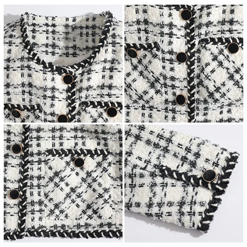 Graceful Socialite Short Tweed Oberbekleidung High-End Damenbekleidung Plaid High Sense Socialite Top Eleganter Blazer Koreanischer Mantel