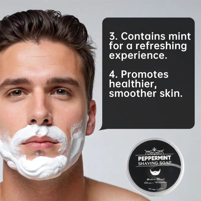 918D 60g Mint Shaving Soap with Brush Easy to Use Deeply Clean Beard Soap for Man