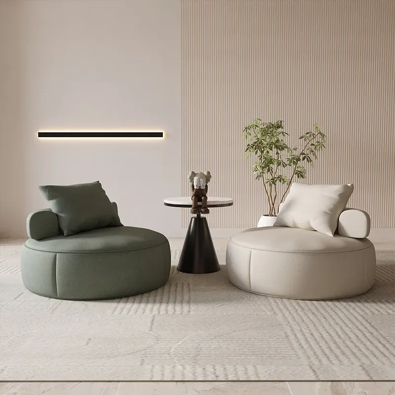 for Nordic Light Luxury Lazy Sofa Chair Living Room Bedroom Balcony Single Round Sofa Home Simple Fabric Leisure Chair
