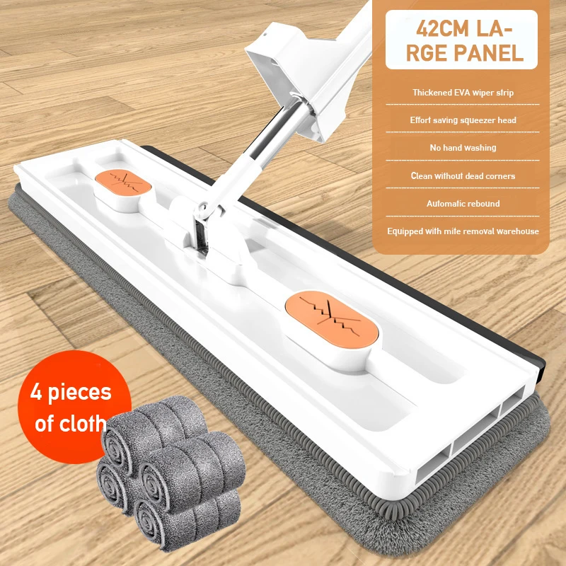 Large Flat Mop with 360 ° Rotating, Self-contained, Slide, Microfiber Floor, Wet and Dry, Home Cleaning Tools, New, 2023