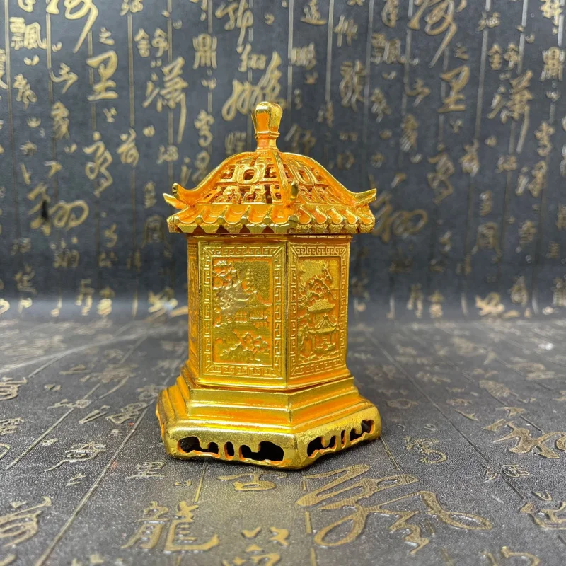 Ancient Pavilion Hollow Hexagonal Jiangnan Rainy Incense Burner Decorative Crafts Pa
