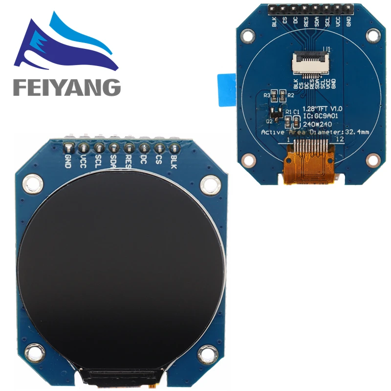 DC 3.3V 1.28 inch TFT LCD Display Module Round RGB 240*240 GC9A01 Driver 4 Wire SPI Interface 240x240 Resolution adapter PCB