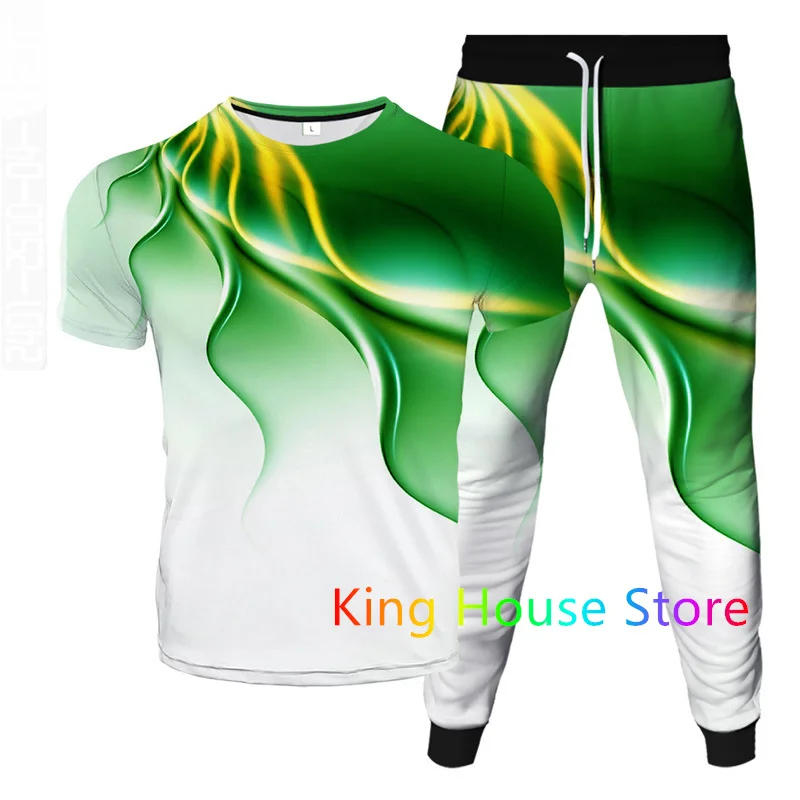 Mode Trainings anzug 2 Stück Outfit Set Männer T-Shirt lange Hose Anzug Sommer übergroße Kleidung 3d gedruckt Sportswear männlich Jogging anzug