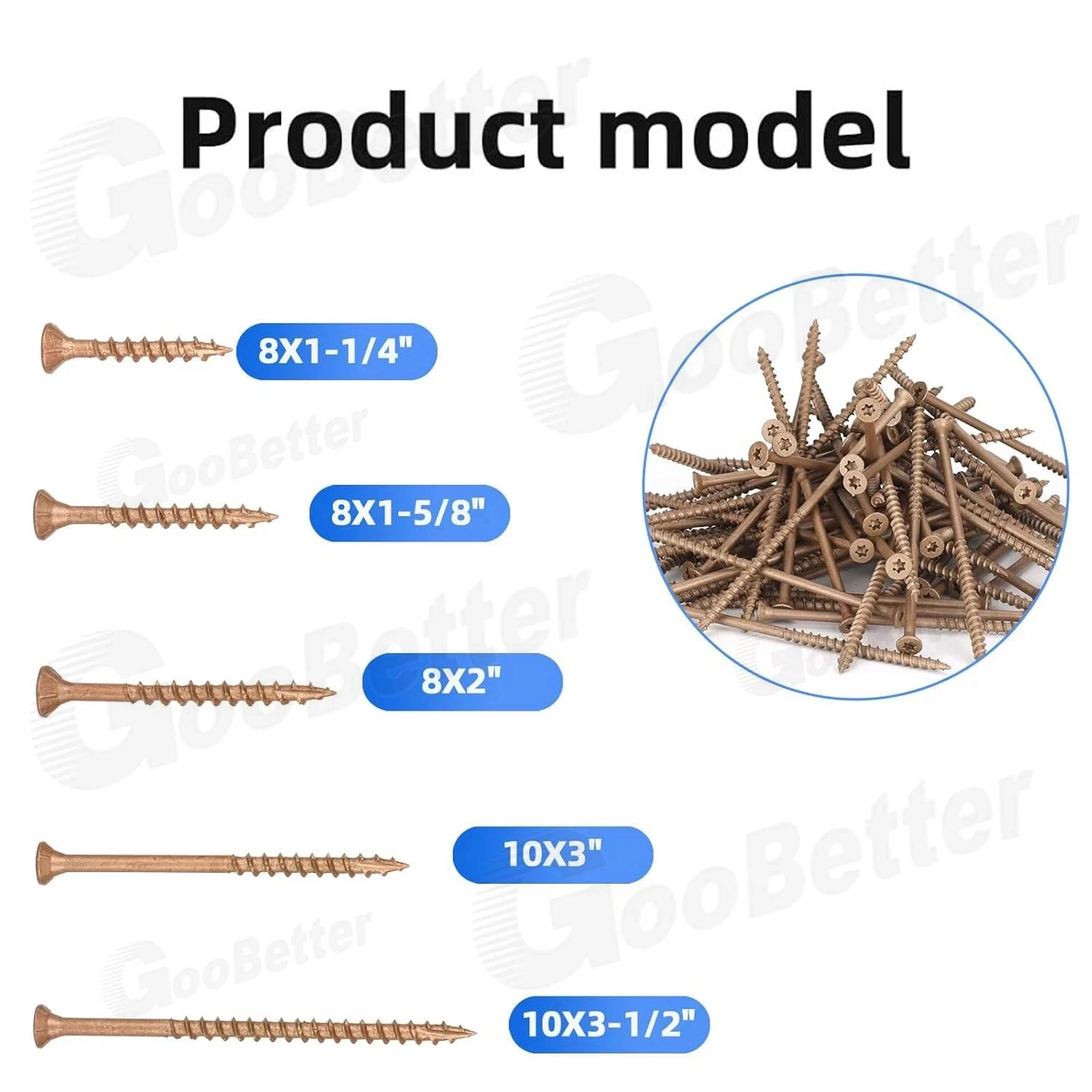 

50~1000PCS Torx Star Flat Head Screw #8 #9 Outdoor Wood Screw T25 Star Bit Set