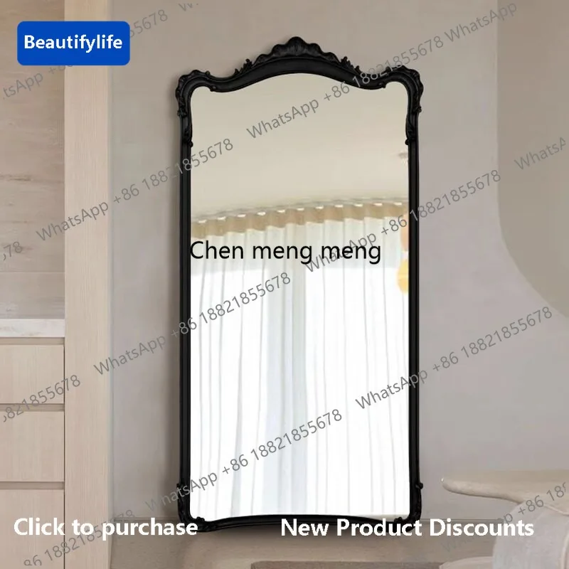 

Зеркало в полный рост M183 в стиле французского ретро, из массива дерева с резьбой в виде цветов, напольное или настенное зеркало для гостиной.