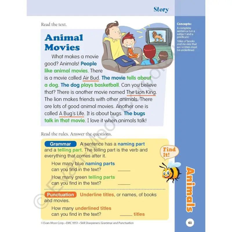 مبراة المهارات قواعد وعلامات الترقيم الصف 1 EvanMoor EvanMoor 9781629388694 كتاب