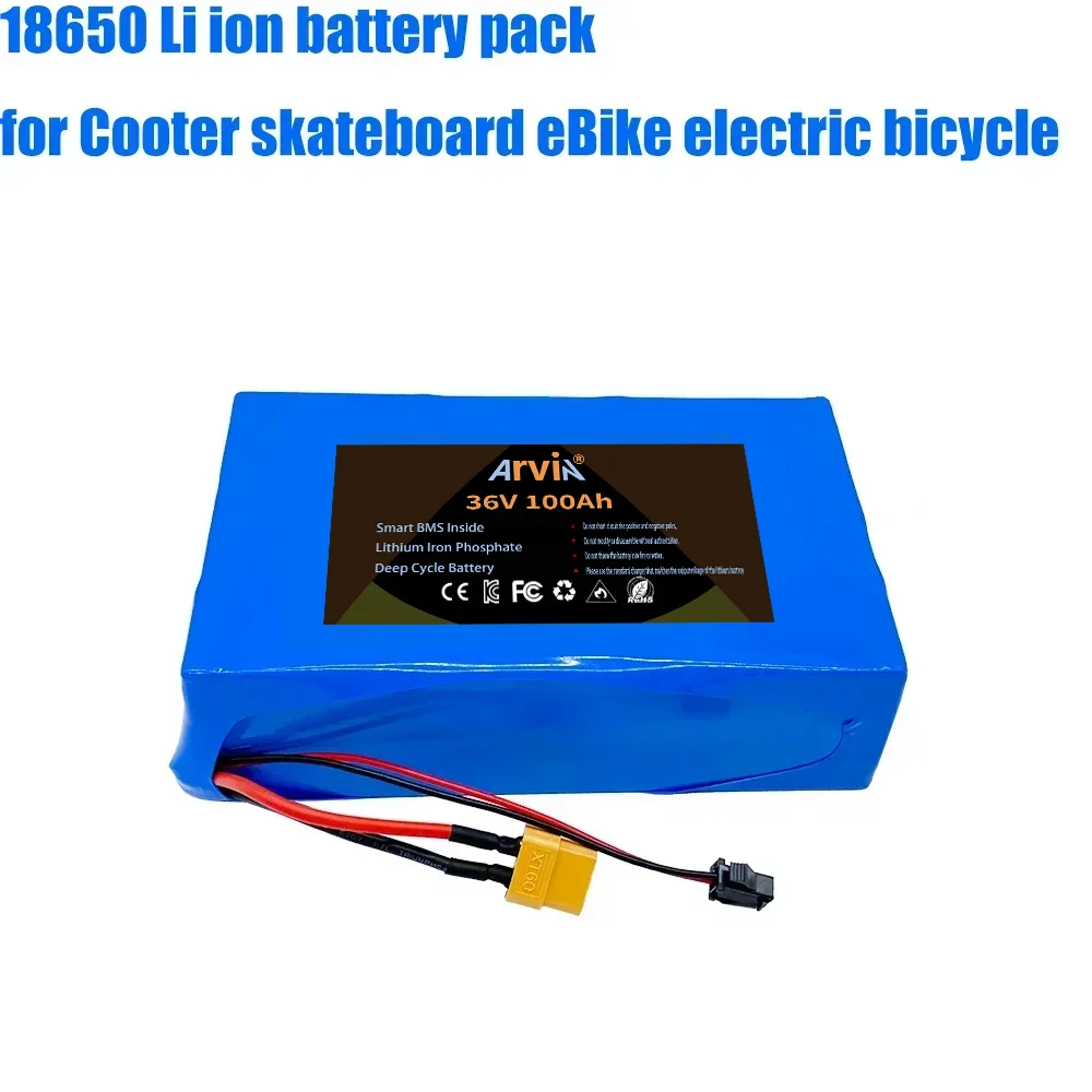 10S2P 36V 100000mAh Li-ion Battery Pack,  for Scooter Car, 42V Rechargeable Power Supply with BMS