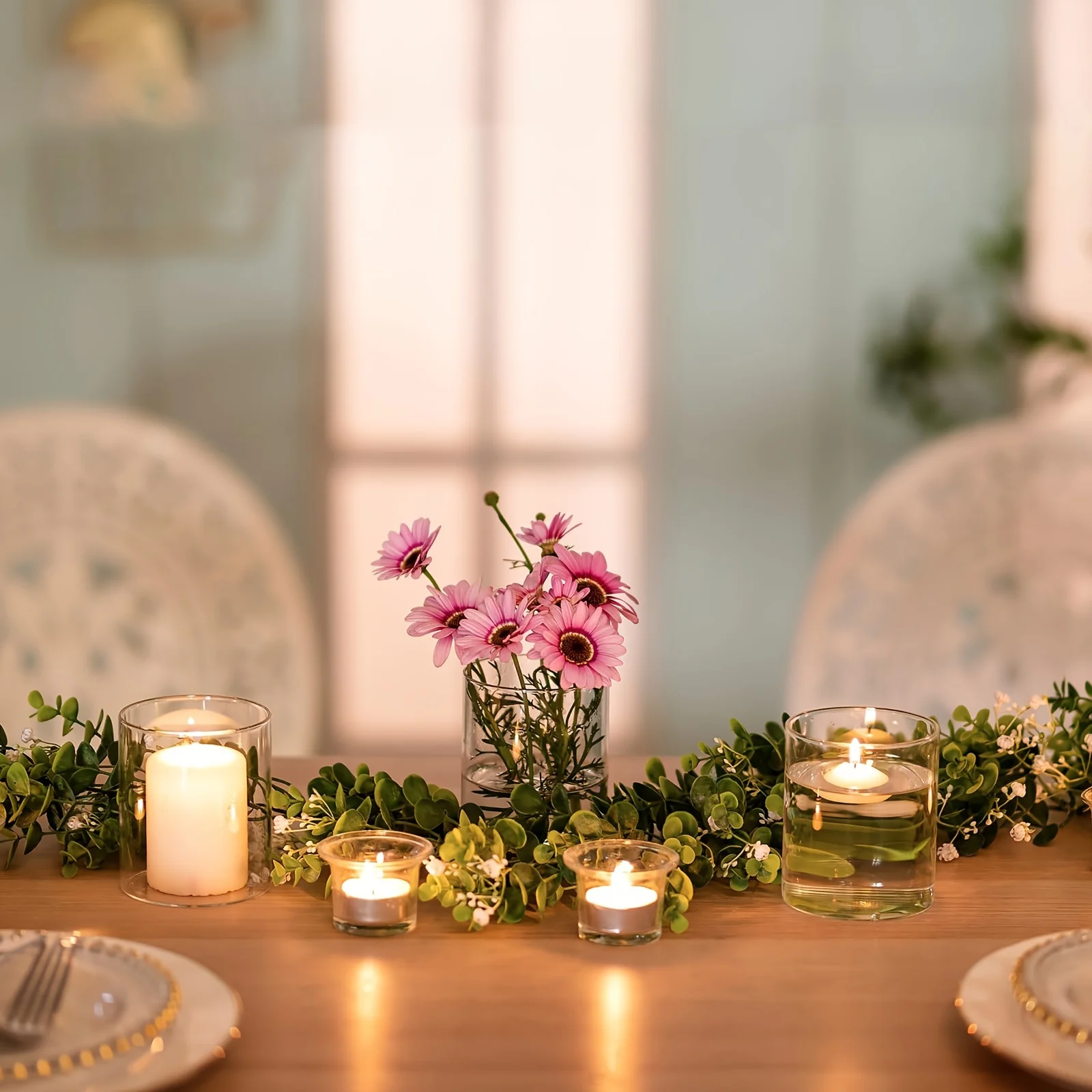 Acrylic Cylinder Vases for Centerpieces, 2 Pcs Small Clear Candle Holders Floating Candle Vases Christmas Decor Bulk for Flower