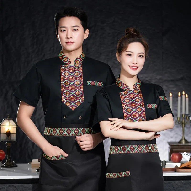レストラン調理シェフジャケットウェイター制服男性のキッチンウェア女性のキッチンジャケット調理服トップスシェフ服