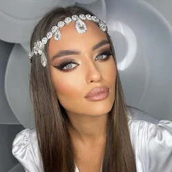 Stonefans Water Drop Pendant Head Chain Jewelry Bridal Rhinestone Headband Fashion 2022 Forehead Headpiece Wedding Indian Girls