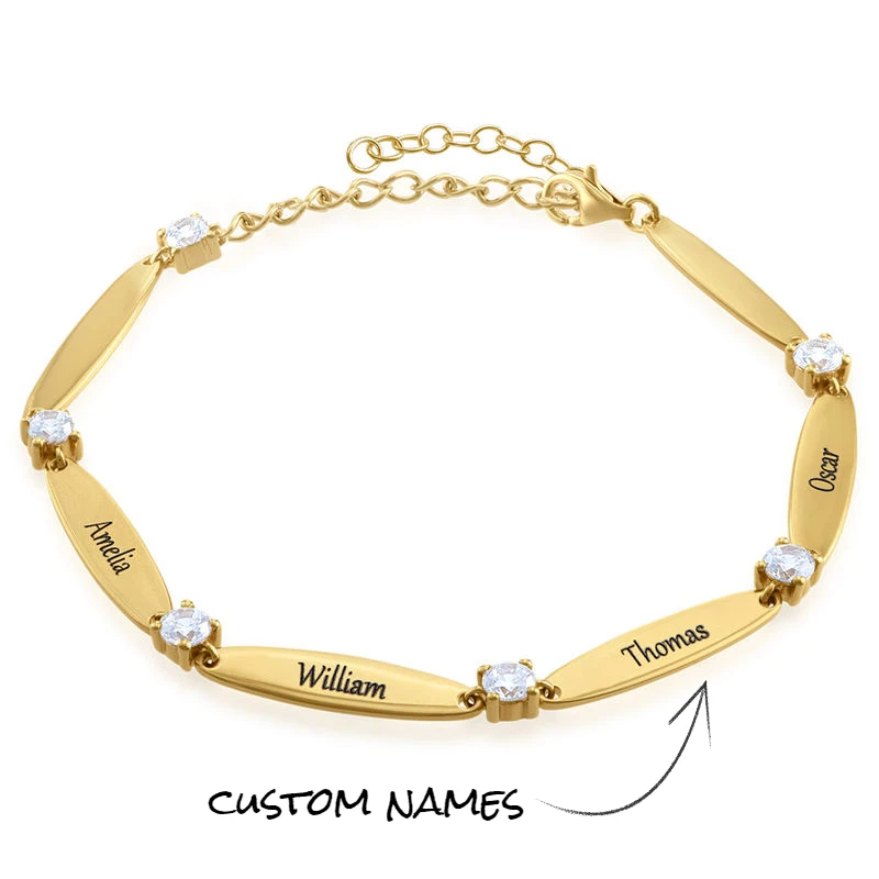 

Personalized Name Bracelets for Women Custom Crystal Link Chain Engraved Bracelet Gifts Ideas for Women