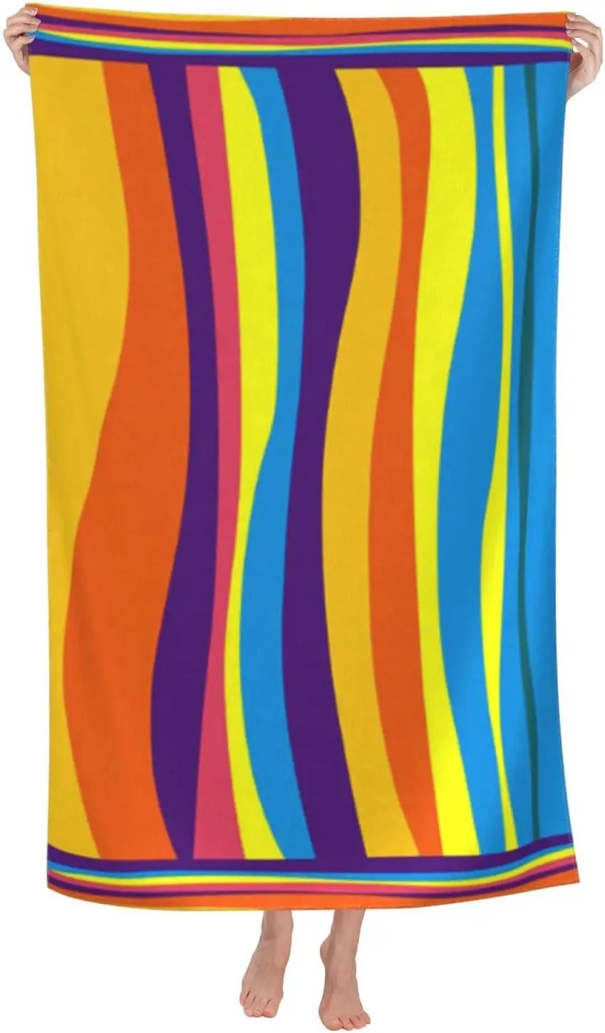 Cute Striped Beach Towel for Men/Adults, Personalized Microfiber Beach Towels Bulk, Quick Dry Beach Towel for Pool, Lightweight Bath Towels Oversized Clearance 30"x 60"
