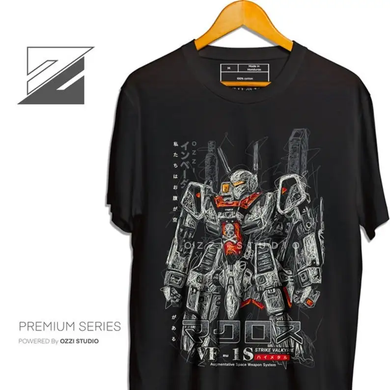 Macross Super Robot Japanese Anime Men's Short Sleeve Tshirt Graphic Tees