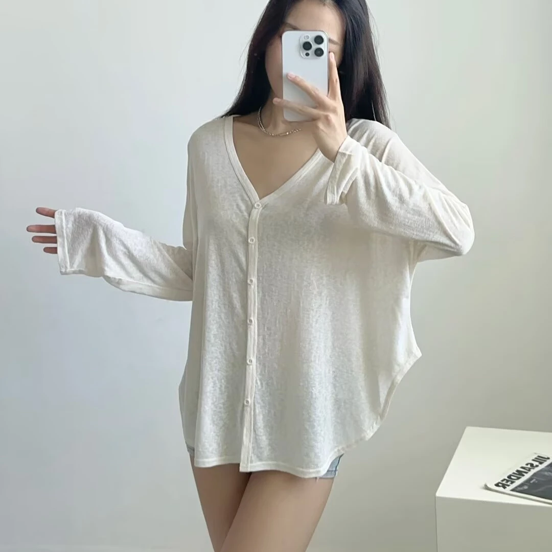 モダンダンス日焼け防止 irt ジャズストリートダンス薄型透明ロング Sve ルーズ女性の T-irt アウターカーディガン