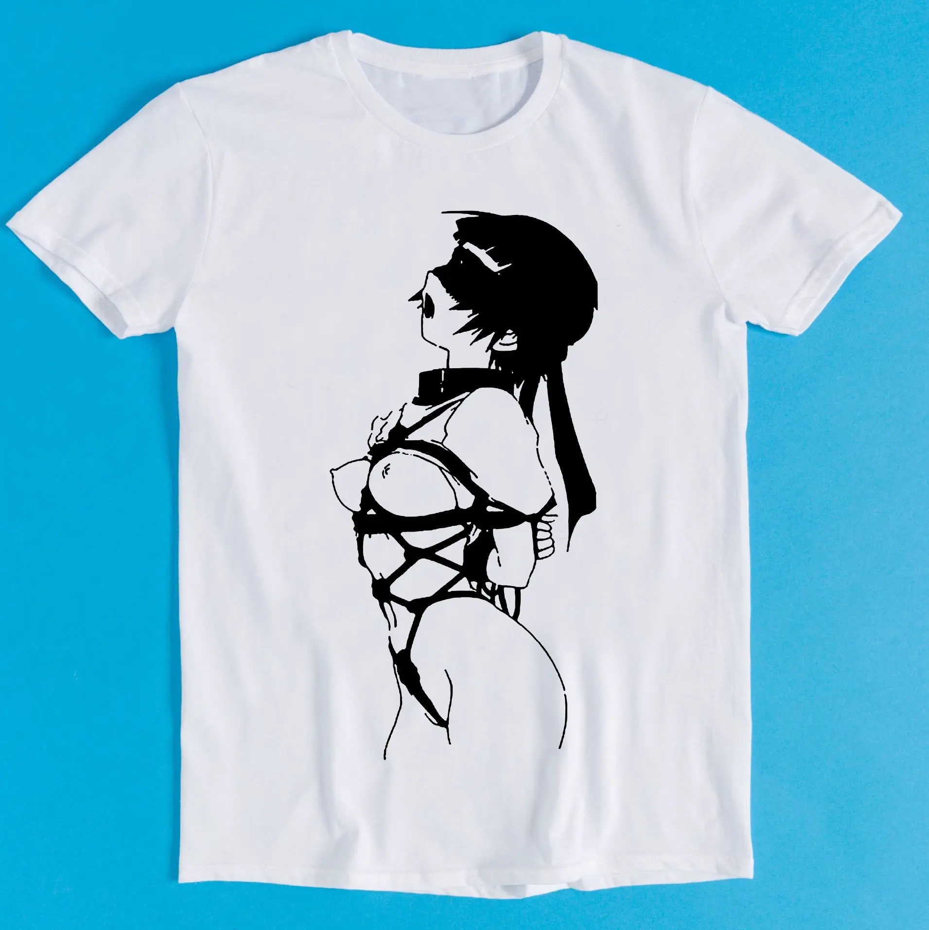 Sexy Manga Anime Adult Women Bondage Eye-cage Expression Pack Gift Funny T-shirt Style Male and Female Gamers Cult T-shirt