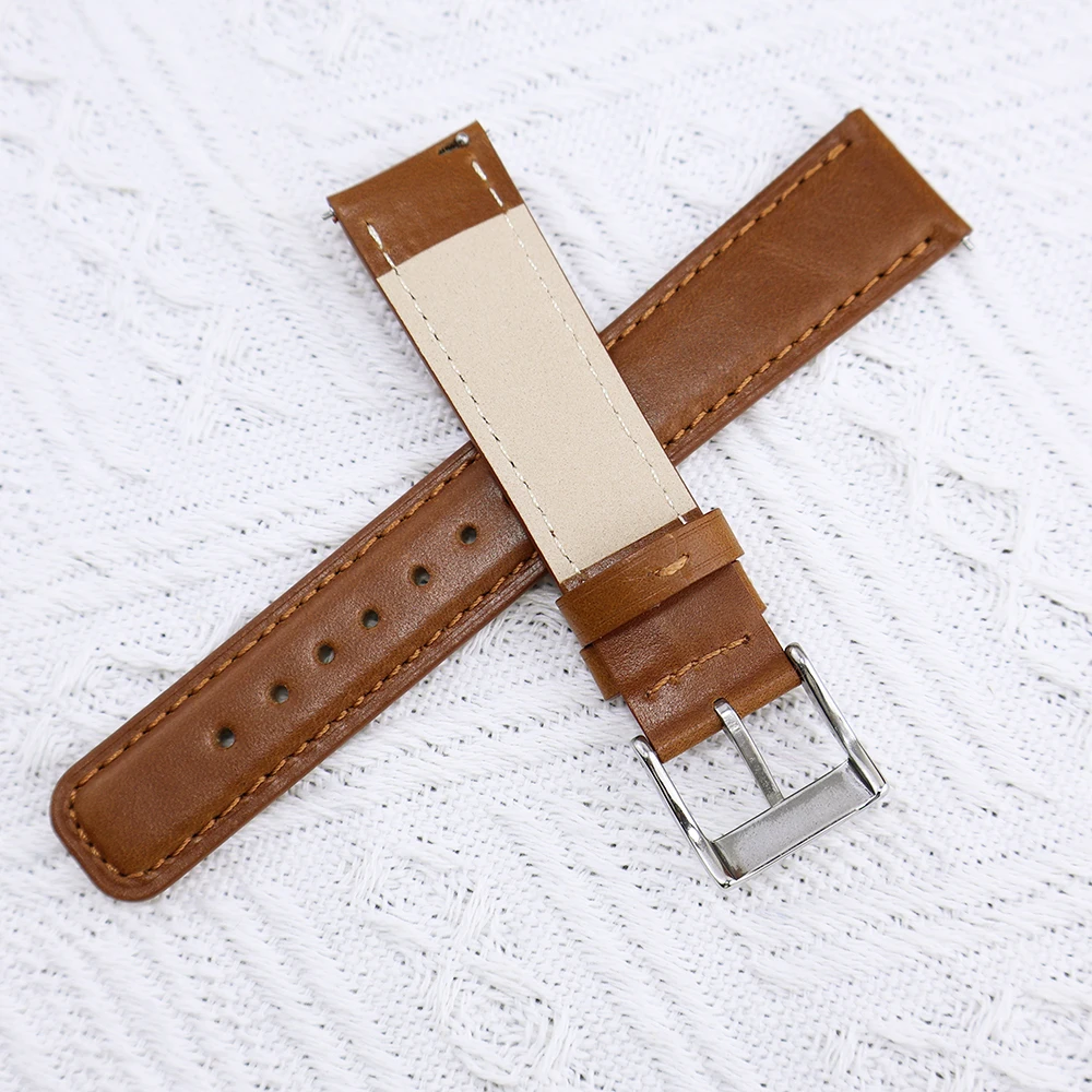 Vintage Leather Watch Strap 20mm 22mm For Huawei Bracelet Men Wrist Band Brown Cow Leather Watchbands