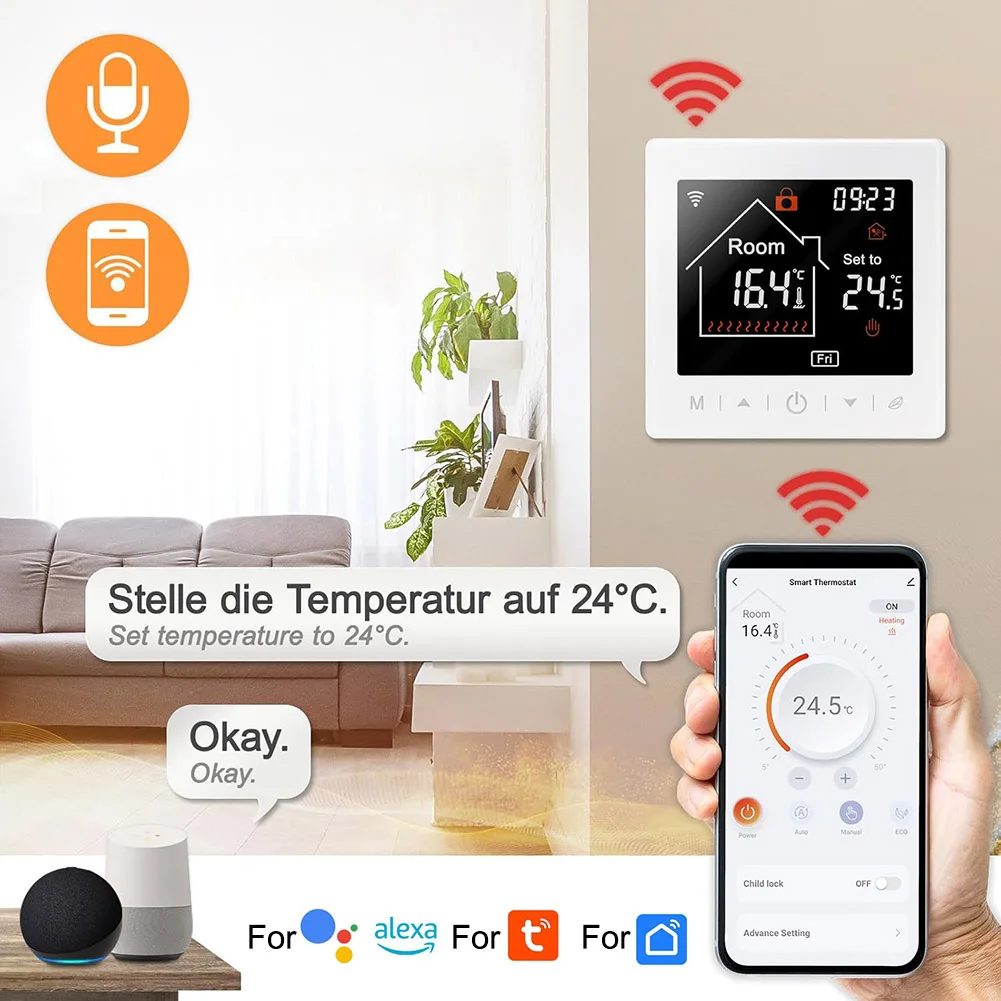 For Tuya WiFi Smart Thermostat Electric Floor Heating Thermostat Remote Control For Programmable Floor Heating Systems Parts