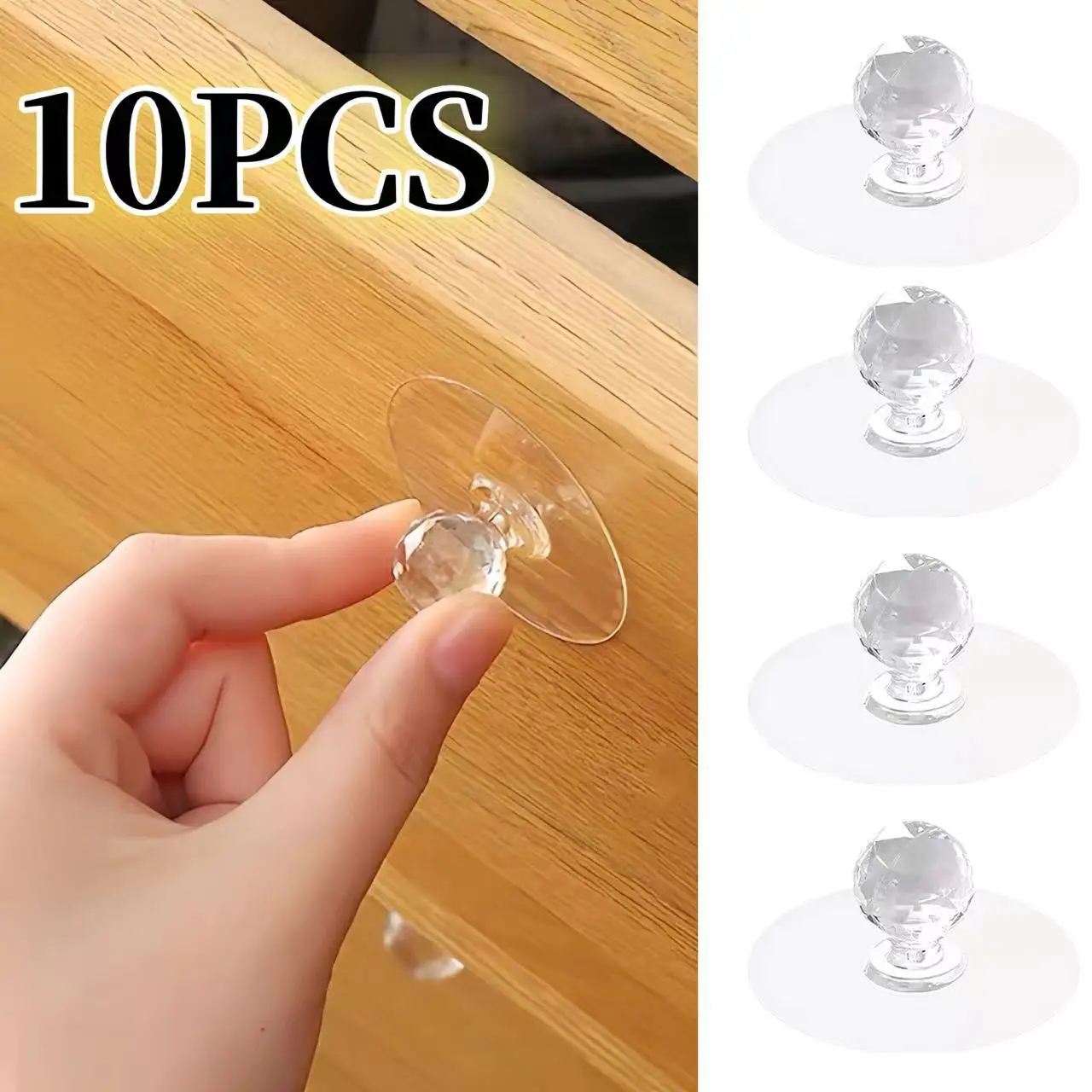 

Punch-free Crysta Drawer Knobs Self-Adhesive Kitchen Cabinet Handle Furniture Cupboard Dresser Window Door Push Pull Handles