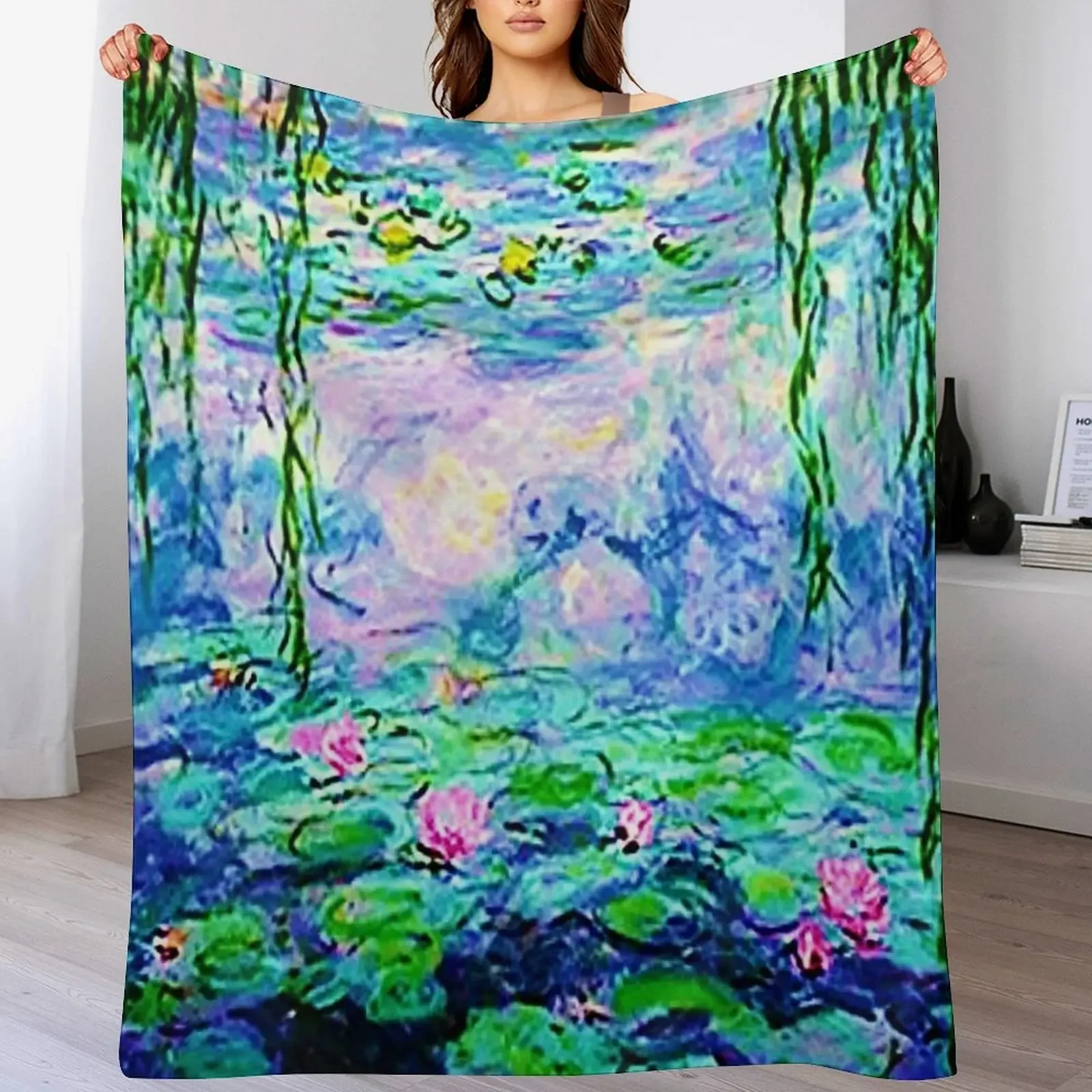 

Claude Monet Pink Water Lilies - Les Nymphas Roses Throw Blanket Hair Thin Blankets