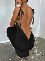 Vestido largo ajustado con espalda abierta y espalda descubierta para mujer, vestido largo ajustado con tirantes finos, sin mangas, Sexy, para fiesta y Club
