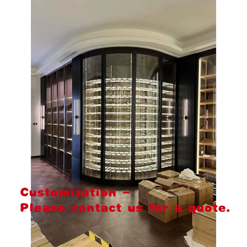 custom.Custom Modern Wine Display Rack Round Glass Acrylic Design with Constant Temperature Home Hotel