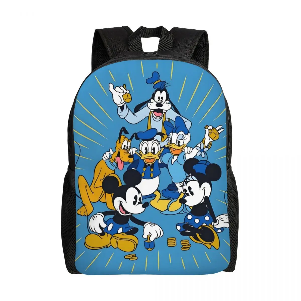 

Custom Mickey Mouse And Donald Duck Travel Backpack Men Women School Computer Bookbag Blue Cartoon College Student Daypack Bags