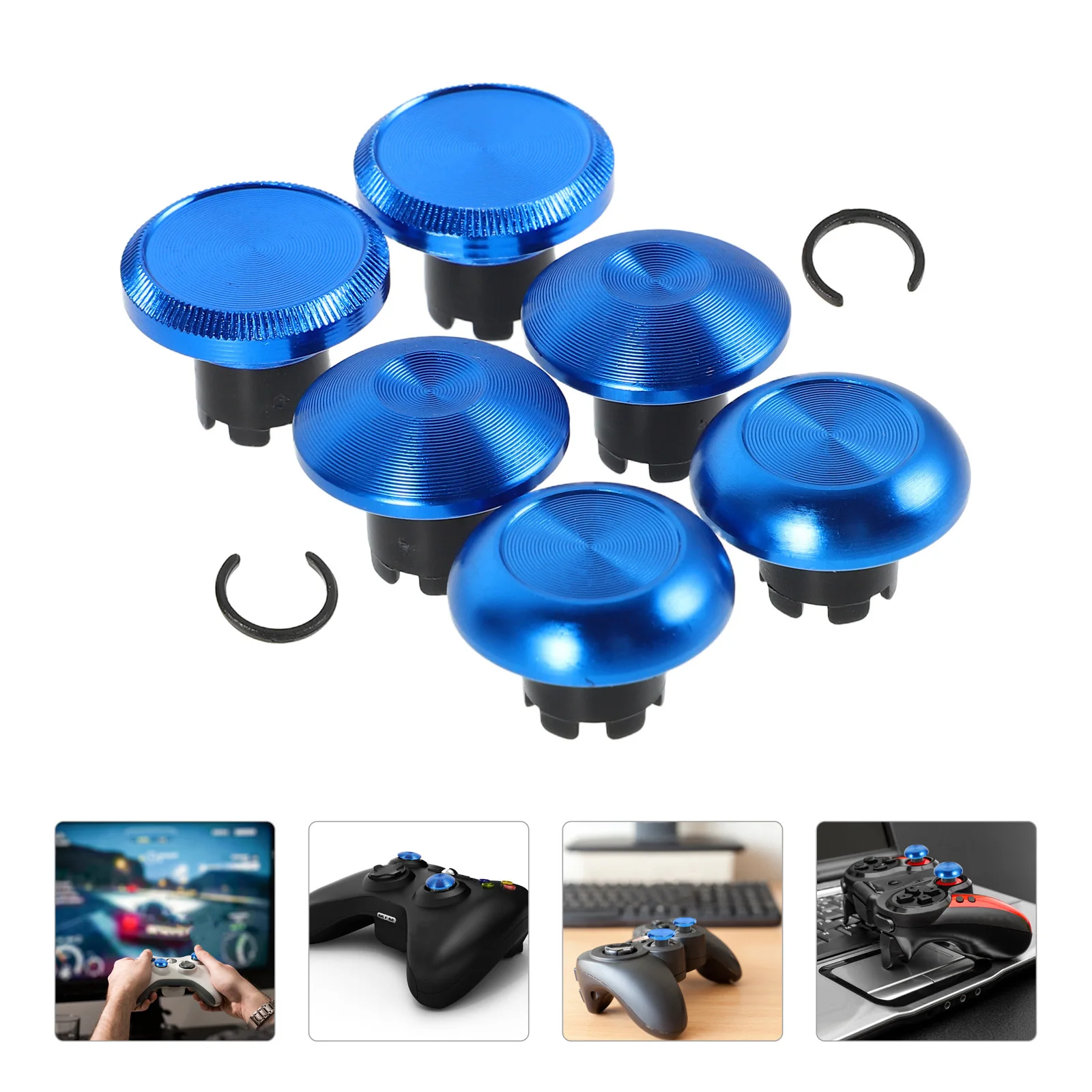 

8Pcs Gaming Thumb Grips Metal Thumbstick Caps High Low Back Buttons Fast Trigger Compatible for PS5 Controller