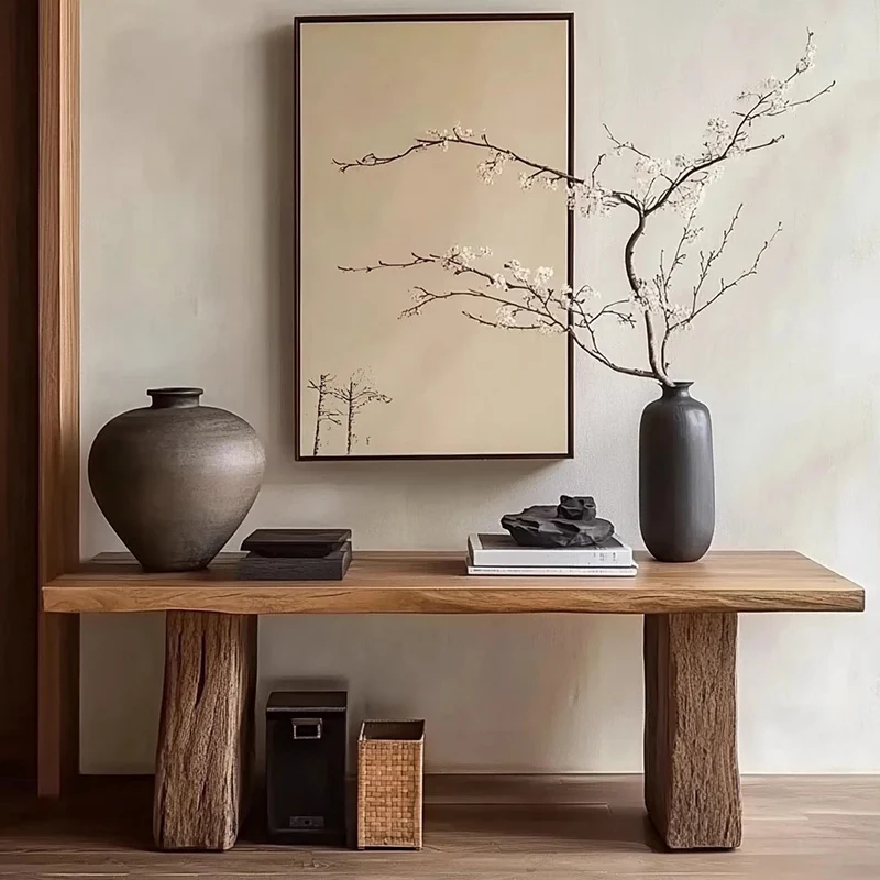 

Wabi Sabi Vintage Console Table Minimalist Premium Elegant Subtle Console Table Against The Wall Bureau Furniture Living Room