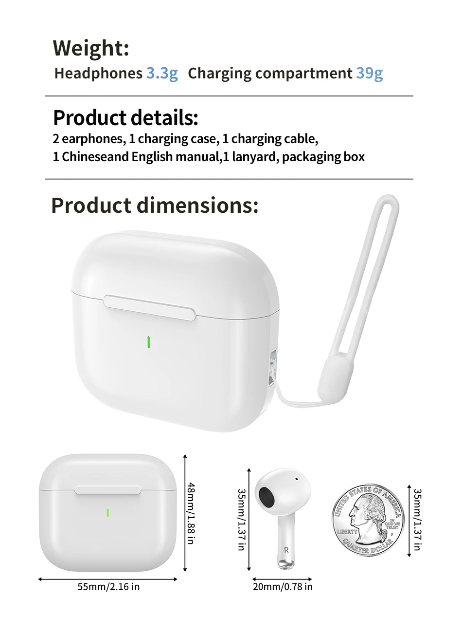 A6PRO-New Air Pro True سماعة لاسلكية تعمل بالبلوتوث سماعات أذن HiFi صوت منخفض الكمون للحد من الضوضاء سماعات أذن لهاتف IPhone Androi