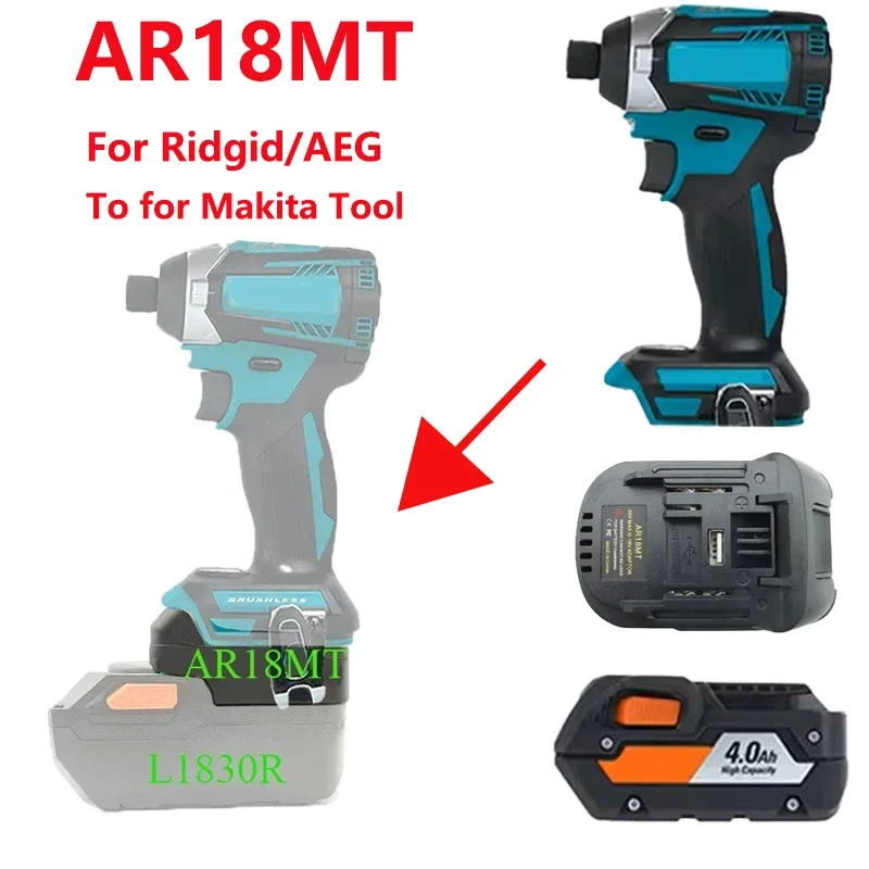 AR18MT Battery Adapter Converter for Ridgid for AEG 18V 20V Convert for Makita 18V Lithium Battery Electric Drill Power Tools