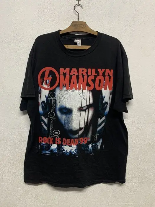 

Черная футболка Marilyn Manson Rock Is Dead 99 с рисунком Kh4662